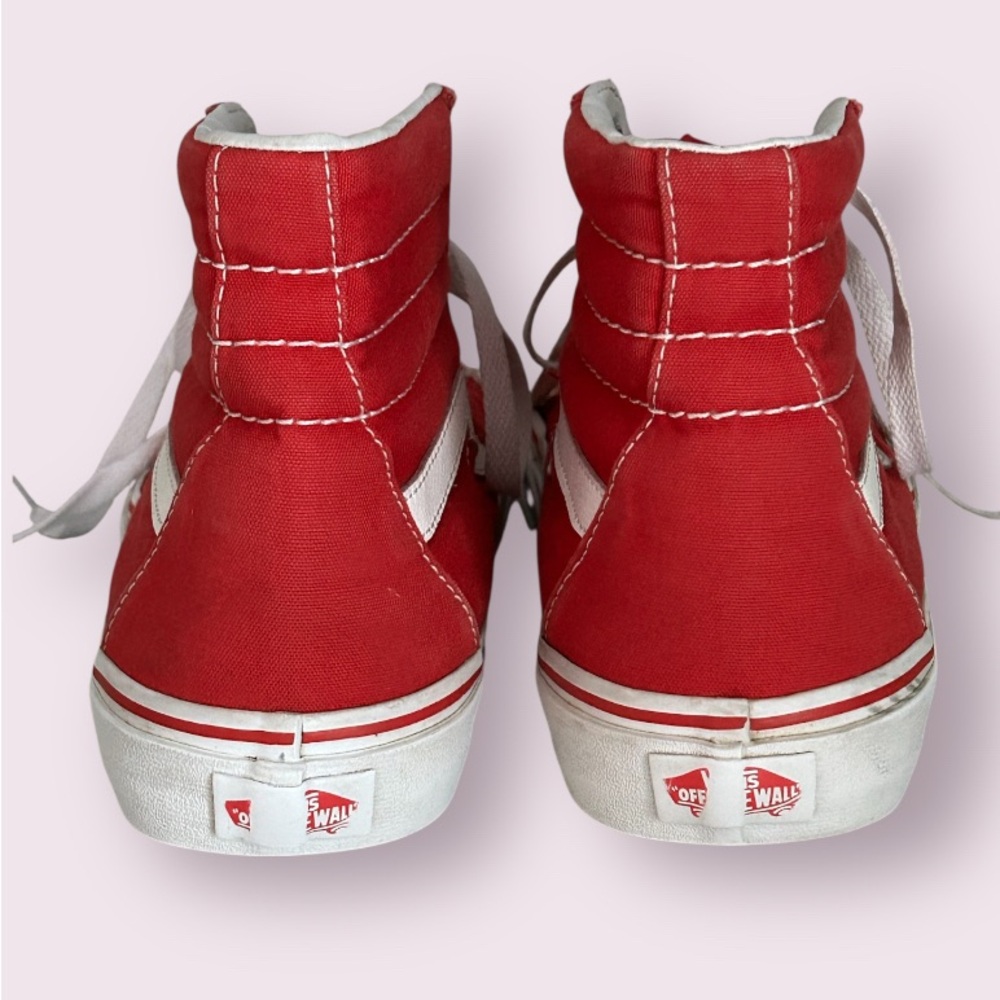 Vans Old Skool Red Hi-Top SK8 Sneakers Shoes Unisex Mens 7 Womens 8.5 - Picture 10 of 12